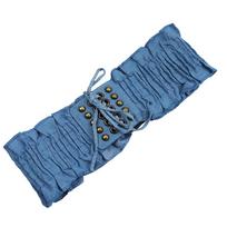 High Waist Denim Stretchy Cummerbunds Lace Wide Waist Belt Slimming Female Waistband  Dress gray