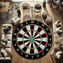 Dart Board Design Rug, Game Room Decor, Man Cave Rug, Round Rug, Home Accessories, Fun Rug, Entertainment Rug, Sports Rug 120x120cm black