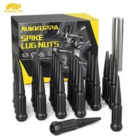 MIKKUPPA M14x1.5 Wheel Lug Nuts 24pcs Black Spike Acorn Lug Nut Set with Socket Key Replacement for Silverado Tahoe Ford F150 QLN050 gray
