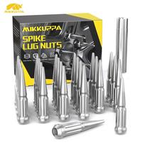 MIKKUPPA M14x1.5 Wheel Lug Nuts 24pcs Black Spike Acorn Lug Nut Set with Socket Key Replacement for Silverado Tahoe Ford F150 QLN049