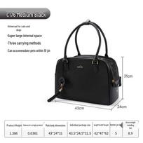 Wakytu British Pet Carrier: Large Capacity Cat/Dog Crossbody Bag, Breathable & Comfortable Handbag black