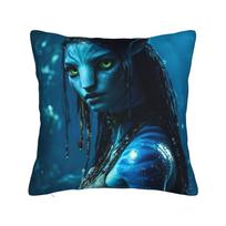 Avatars Jake Sully Standing Pose Pillow Cover Comfy Cushion Cover Funny Pillow Case For Wedding Party Home Decor Peach skin 18*18(CM)-1Pcs black