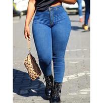 Women's Mid Rise Skinny Jeans Slim Fit Denim Pants High Stretch Washed Streetwear Denim Trousers L šviesiai mėlyna spalva