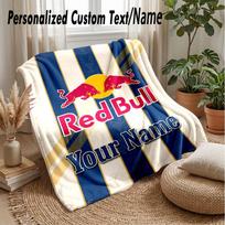 Red Bull Racing Individualizuotas flanelinis pledas Spausdinkite savo vardą Tekstas Minkštas šiltas pledas Šventinė dovana 80cmx120cm brown