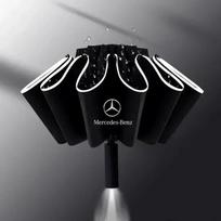Automatinis skėtis su LED atspindinčia juosta Lietaus vėjo skėtis Mercedes Benz S320 W164 W203 W204 W168 C180 E320 A200 CLA juoda
