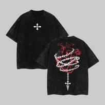 Kurapika HxH Teismo Grandinė Rūgštinio Plovimo Negabaritinis Y2K Medvilninis Marškinėlis Su Grafika 2XL black