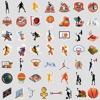 50 lapų krepšinio grafiti, personalizuoti sportiniai, vaikų kūrybiškumui, pasidaryk pats riedlentės, bagažo lipdukai, atsparūs vandeniui white