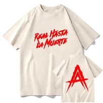 Hip Hop Streetwear Anuel AA Real Hasta la Muerte Graphic T Shirts For MenWomen Men Fashion Rapper Tshirts Loose Cotton Tshirts 4XL white