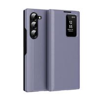 Skirta Samsung Galaxy Z Fold 6 5 4 dėklas Smart View langeliu PU odos piniginė Atverčiama dangtelis atsiliepimui su kortelės lizdu For Samsung Galaxy Z Fold6 gray