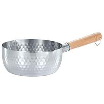 Stainless Steel Yukihira Pan Traditional Japanese Saucepan with Wooden Handle 16cm white