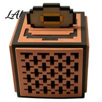 Game Themed Desktop Accessory Fidget Puzzle Cube Music Box 3D Printed Toy Hand Cranked Musical for Anxiety Relief Small Play Box Kids Adults black