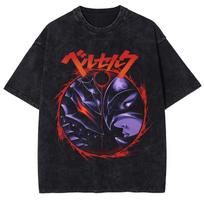 Berserk Manga T Shirt Guts Griffith Graphic Print T-shirt Men Unisex Clothing Vintage Washed Streetwear Pure Cotton Soft Tee L red