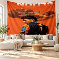 Lando Norris sieninis gobelenas, minkšto audinio sieninis kabinamas elementas, dekoratyvus fonas miegamojo namų sienai 100cmx150cm black