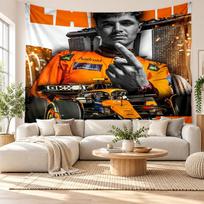 Lando Norris sieninis gobelenas, minkšto audinio sieninis kabinamas elementas, dekoratyvus fonas miegamojo namų sienai 130cmx150cm