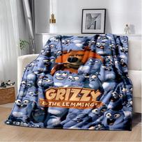 3D „Grizzy and The Lemmings“ animacinių filmų antklodė, minkšta antklodė namų miegamojo lovai sofai iškylai Kelionių biuro užtiesalas vaikams 75cm x 90cm