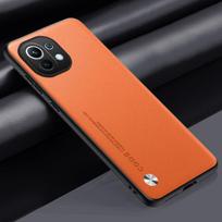 Prabangus odinis dėklas Xiaomi Mi 11 Lite 5G NE 11T Pro Mi11 nugarėlės dangtelis Silikoninė apsauga Telefono dėklas Xiaomi Mi 11i 11 i Mi 11 Lite 5G NE oranžinė