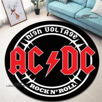 3D roko grupės AC/DC retro raštu apvalus kilimėlis miegamojo gražus kilimėlis neslystantis durų kilimėlis grindų kilimėliai zoninis kilimas gimtadienio dovana Diameter 80cm