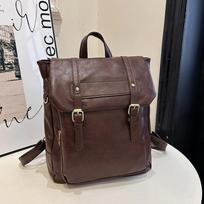 Soft leather high texture large capacity backpack new retro Cambridge bag college student class schoolbag messenger bag 29*9*36 gray