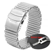 Nerūdijančio plieno apyrankė Seiko Shark Mesh laikrodžiui, prabangi Milanese tipo dirželis Casio laikrodžiams 18 20 22 24mm, universalus dirželis Omega laikrodžiui 24mm&XXS (length 14cm) gray