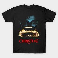 Men Black Print T-shirt Christine No-Cut Transfer Paper Print Cotton Tshirt L juoda