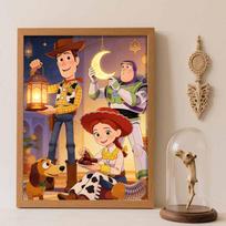 Disney diamond painting set full of diamonds 5D Woody Buzz Jessie Slinky dog Ramadan festive Eid decoration creative handicrafts Round 30x40cm brown