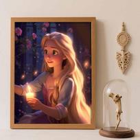 Disney 5D Diamond Painting Set DIY Rapunzel Handmade Diamond Decorative Painting Home Decoration Round 30x40cm brown
