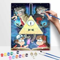Gravity Falls Disney Oil Painting Kit Home Bedroom Wall Decor Handmade Gift 40x50cm gray