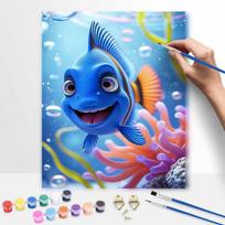 Disney Dory Fish Oil Painting Kit Ocean Theme Wall Art Home Decor Gift 30x40cm blue