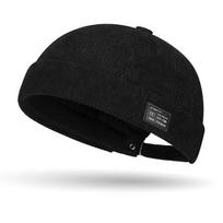 Velvetinė Vintažinė Docker kepuraitė Reguliuojama kupolinė Melono kepuraitė Madinga Hip Hop kepurė Streetwear juoda