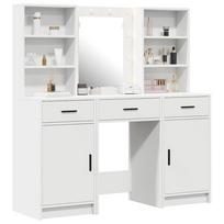 LED Vanity Table Set with Drawers 3 pcs White Particleboard