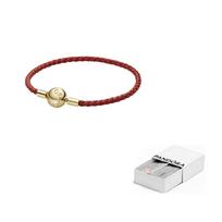 Pandora Moments Raudonas pintas odinis apyrankė 568777C01 17.5cm-Brand Original Box raudona