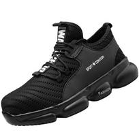 Men Safety Shoes Steel Toe Sneakers Anti Smash Industrial Work Shoes Lightweight Puncture Proof Work Safety Boots 48 juoda