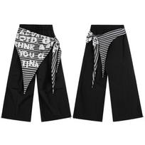Wind strap silhouette pants design sense Spice girl overalls stacked loose casual paratrooper pants scimitar wide leg pants 2XL gray