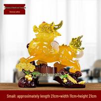 Lucky Pixiu Ornament Pair for Living Room, Office Desk, or Gifts yellow