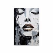 Abstraktus moters portretas ant drobės Sienos meno plakatas Stilingas moters veido meno spaudinys Modernus juodai baltas su rožiniais spaudiniais Miegamojo dekoras 30x45cm No Frame gray