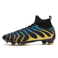 Adult high-top football training spikes men's youth long spikes AG broken nails TF artificial grass sneakers 35 black