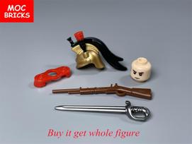 MOC Plytos Karinės Figūrėlės Napoleono Karų Serija Statybiniai Blokeliai Viduramžių Prancūzų Dragūnas Britų Kareiviai Ginklai Žaislai 1pcs