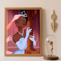 Disney Diamond Art Painting Kit – Princess Tiana Sparkly Craft, Home Wall Decor, Handmade Gift Round 30x40cm