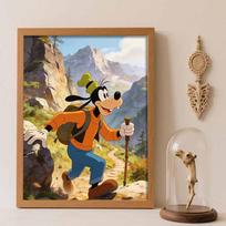 Disney Goofy Hiking Mountain Diamond Painting Art Kit Handmade DIY5D Home Decor Gift Round 40x50cm gray