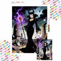 disney maleficent diamond painting full diamond art kit handmade diy home decoration gift Round 40x50cm
