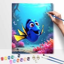 Disney Dory Finding Nemo Oil Paint Hand Painting Art Kit. Home Decor Gift 50x70cm blue