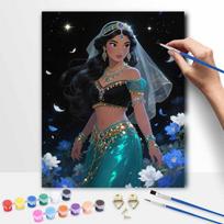 Disney Princess Arabian Fantasy Painting by Numbers Hand Filled Drawing Art Kit Home Decor 50x70cm gray