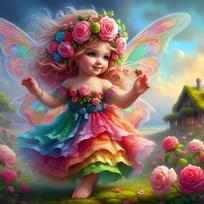 Disney 5D Diamond Painting Fantasy Fairytale Style Forest Flower Fairy Cross Stitch Mosaic Kit Home Decoration Wall Sticker DIY Handmade Gift Round 20x20cm brown