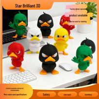 3D spausdintas piktas geltonas ančiukas - Mažas raumeningas ančiukas stalo dekoracija, Kūrybiška šventinė dovana