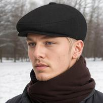 1Pc Male Autumn Winter Windproof Soft Lattice Beret Warm Woolen Cloth Forward Hat For Men Women Unisex Peaky Blinders Cap A1 black