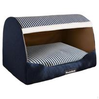 Šunų namelis-lova, izoliuotas, nuimamas užvalkalas, jaukus vidinis būdelis vidutinio dydžio ir dideliems šunims, tamsiai mėlynas Navy Blue 40x30x30cm gray