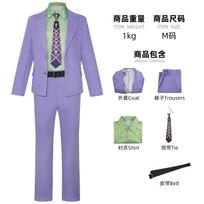Anime Jojo's Kira Yoshikage Cosplay Kostiumas Bizarre Adventure vyriškas Uniforminis Palto Kelnės Kaklaraištis Marškiniai Perukas Role-play Apranga Kostiumai XL gray
