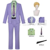 Anime Jojo's Kira Yoshikage Cosplay Kostiumas Bizarre Adventure vyriškas Uniforminis Palto Kelnės Kaklaraištis Marškiniai Perukas Role-play Apranga Kostiumai L gray