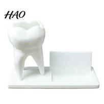 Business Card Stand 3D Printed Tooth Pen Holder with Holder, 2 in 1 Personalized Office Gift Teeth Shape Desk Organizer, Dentist Desktop Decor, balta