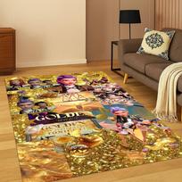 Kpop Demonas Medžiotojai Rumi Mira Zoey Muzika Animacinis Kilimas Kilimas Miegamojo Svetainės Sofos Namų Dekoras, Neslystantis Grindų Kilimėlis Dovana 80cm x 120cm brown